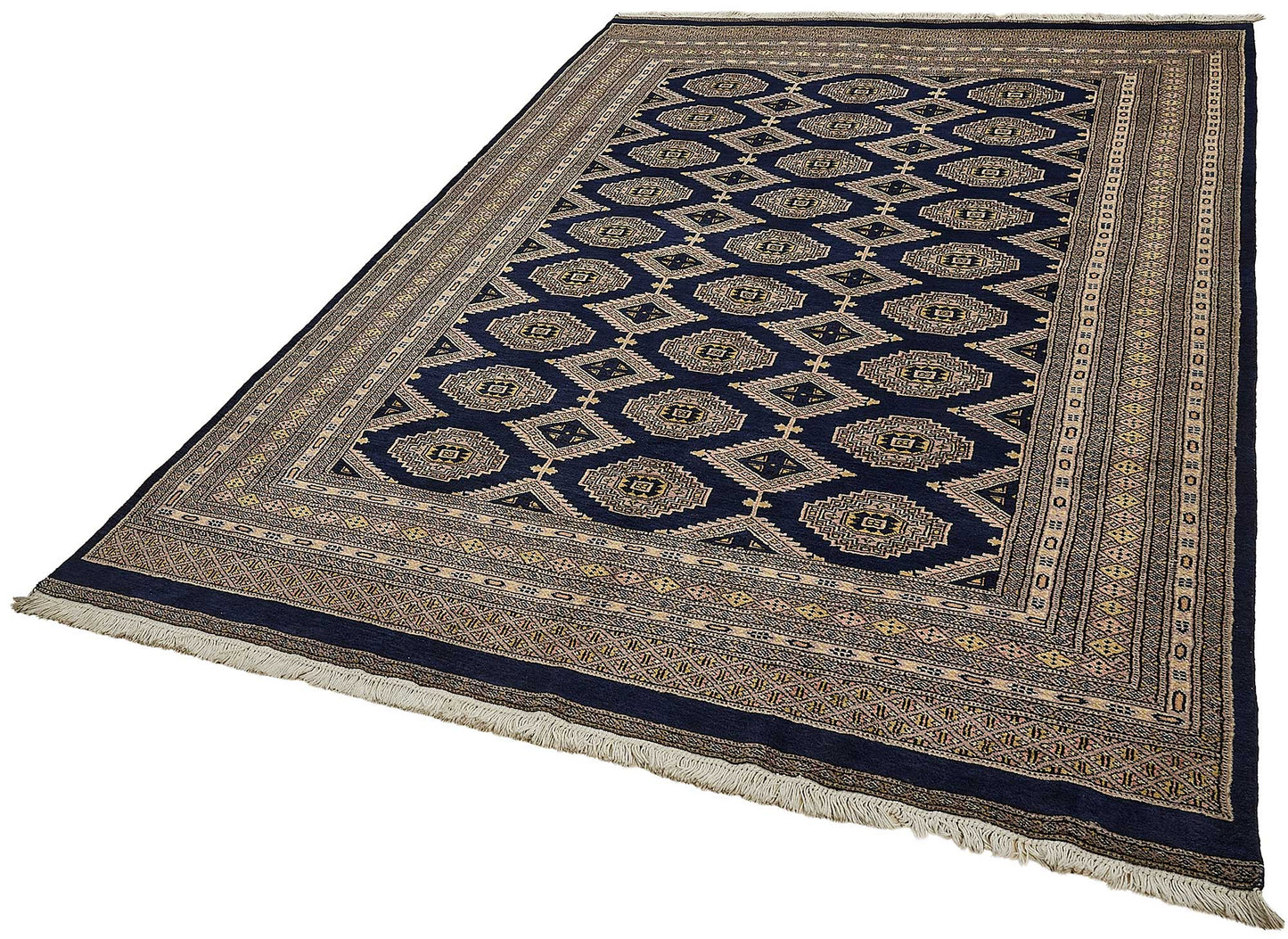 6x9 Blue Handmade Tribal Geometric Oushak Rug - 51477