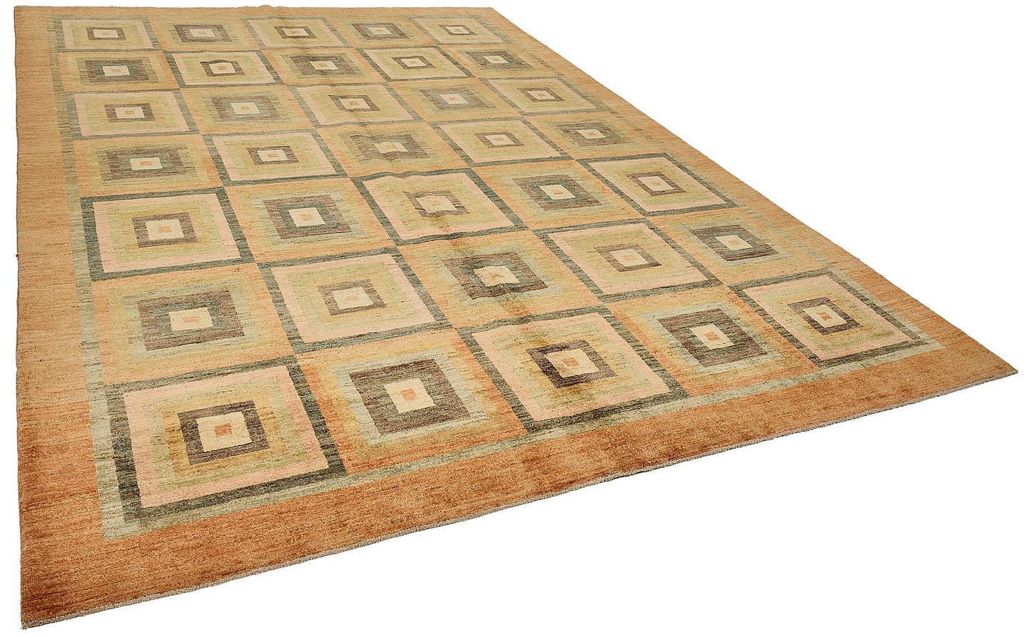 9x12 Beige Traditional Geometric Oushak Rug - 51478