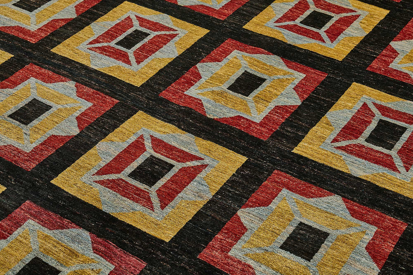 9x10 Black Handmade Geometric Oushak Rug - 51481