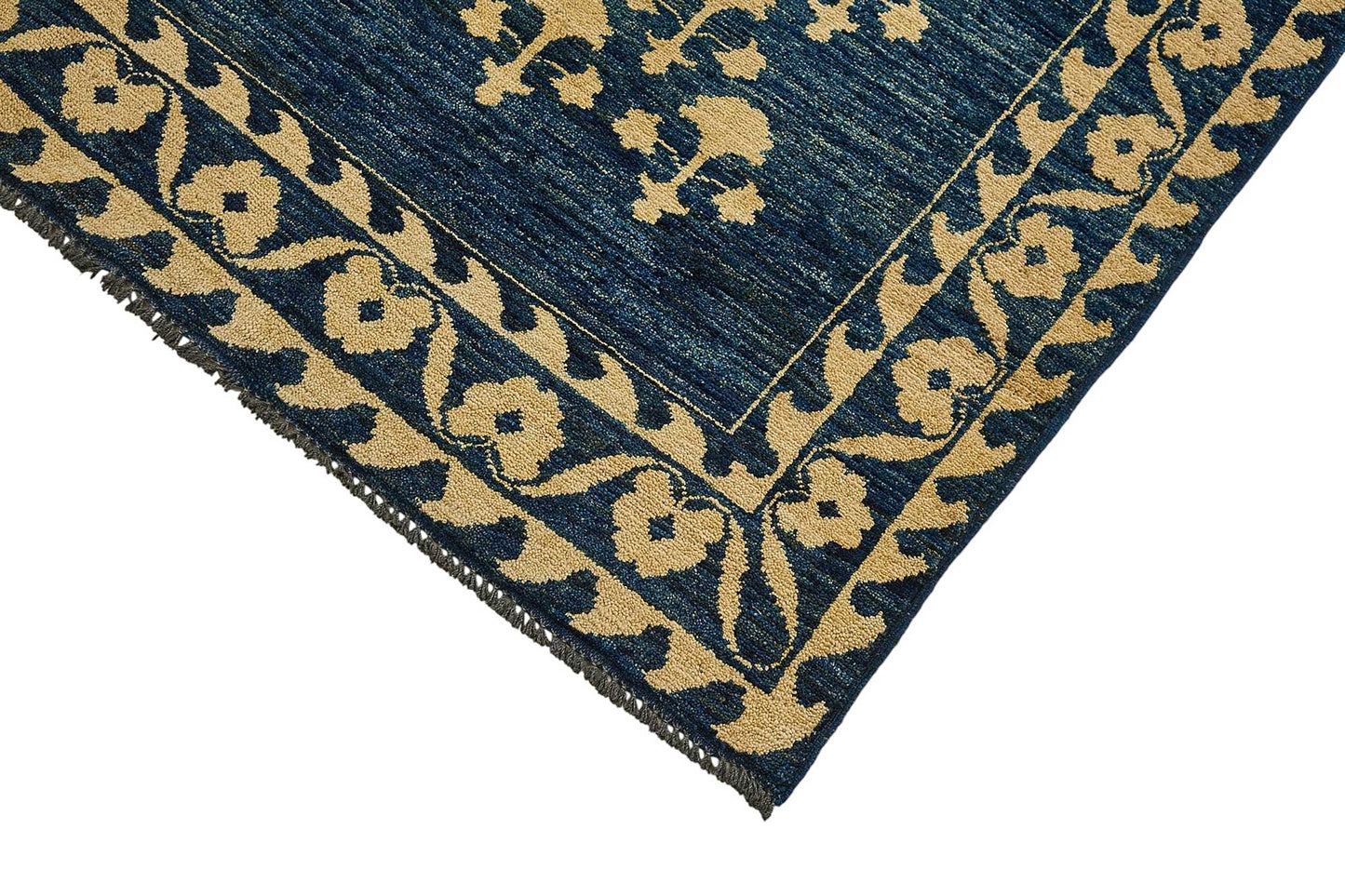 8x11 Blue Handmade Floral Oushak Rug - 51482