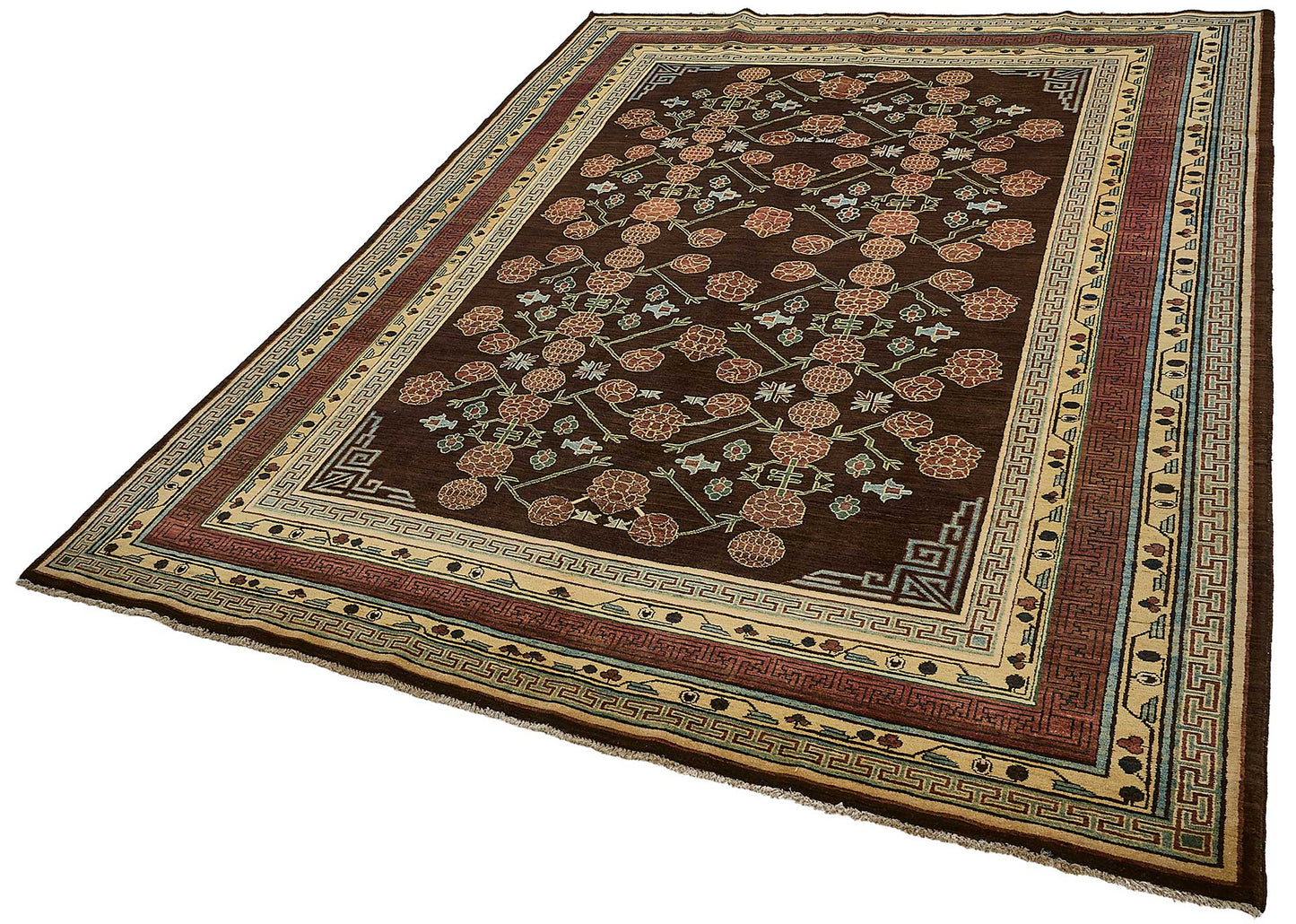 7x10 Brown Traditional Floral Oushak Rug - 51485