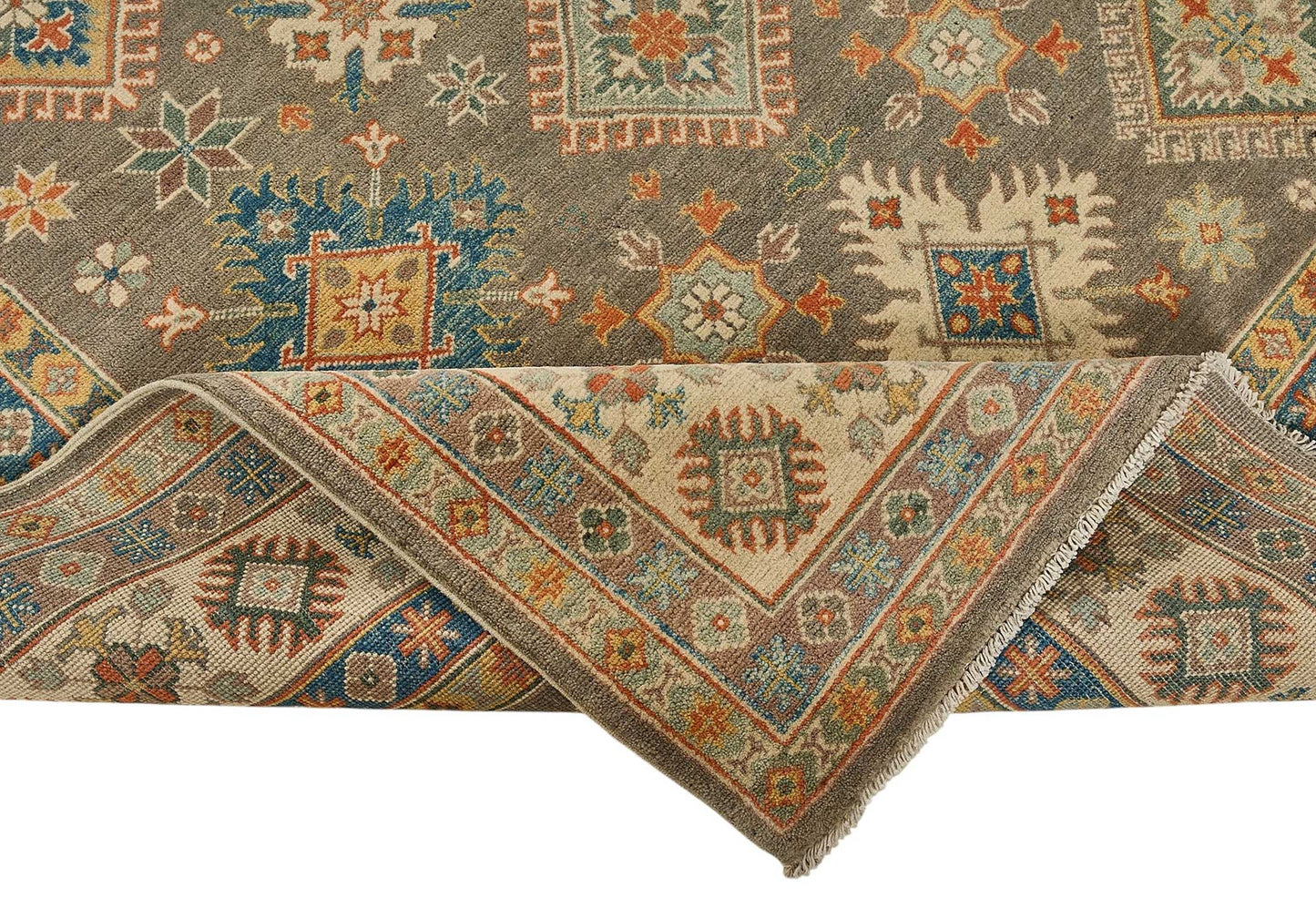 6x9 Beige Tribal Geometric Oushak Rug - 51512