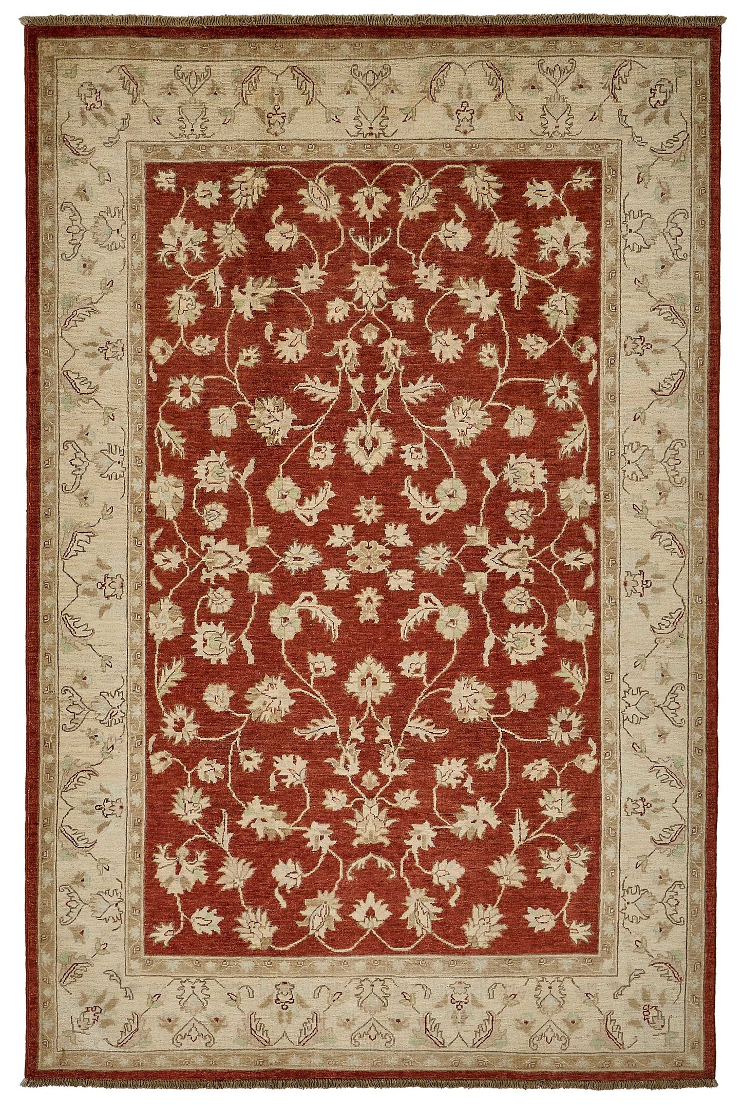 6x9 Red Turkish Floral Oushak Rug - 51515