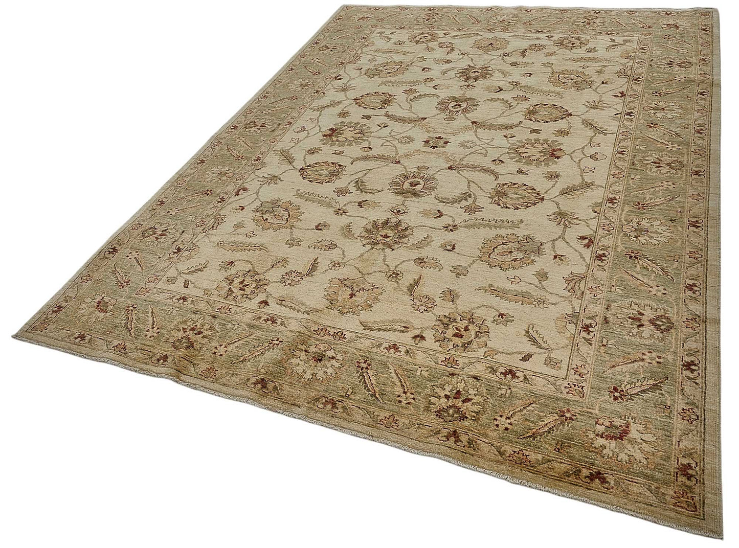 6x9 Beige Turkish Floral Oushak Rug - 51519