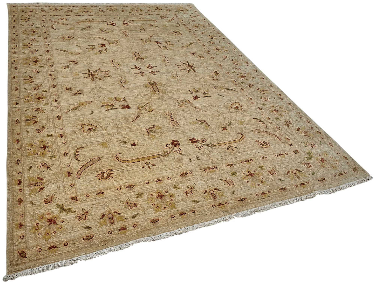 6x10 Beige Handmade Tribal Oushak Rug - 51529