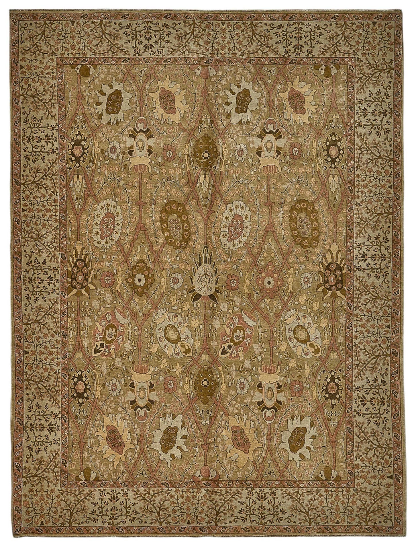 6x8 Beige Traditional Floral Medallion Oushak Rug - 51530