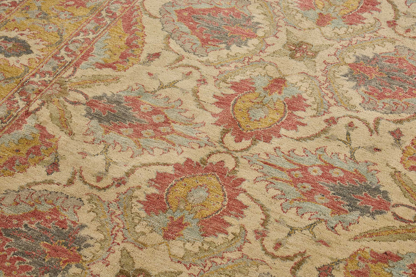 6x8 Beige Turkish Floral Medallion Oushak Rug - 51535