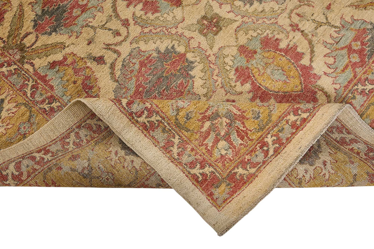 6x8 Beige Turkish Floral Medallion Oushak Rug - 51535