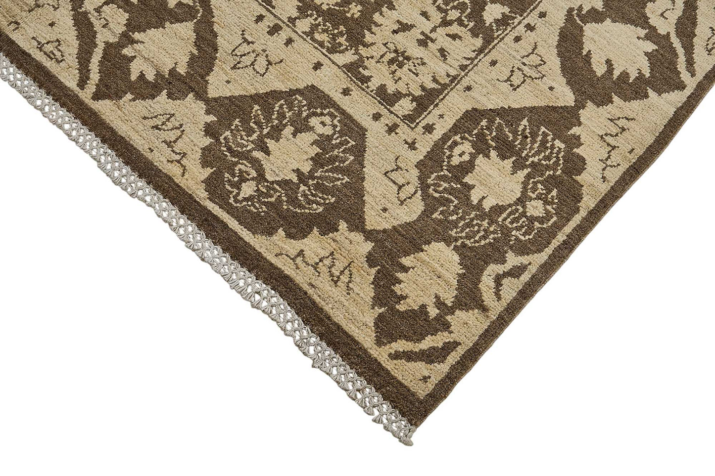 5x8 Beige Traditional Floral Oushak Rug - 51537