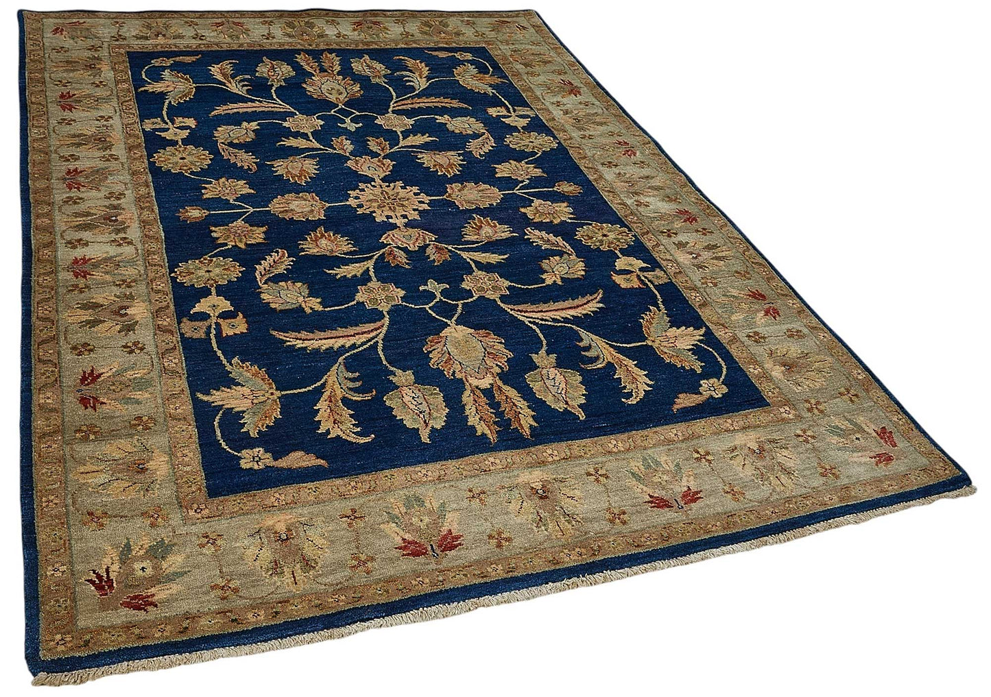 5x8 Blue Traditional Floral Oushak Rug - 51545