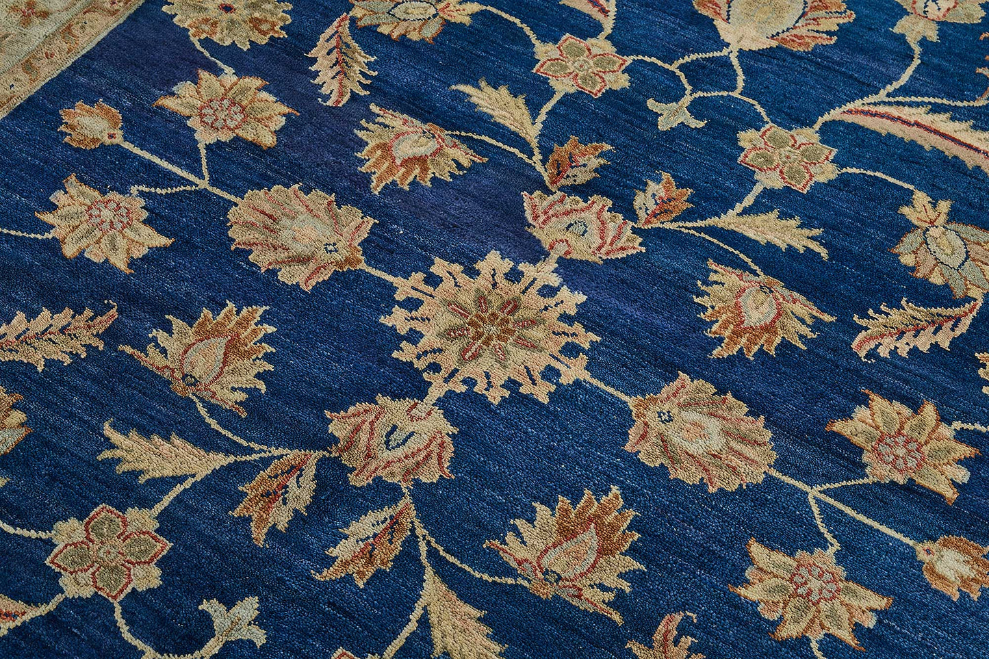 5x8 Blue Traditional Floral Oushak Rug - 51545