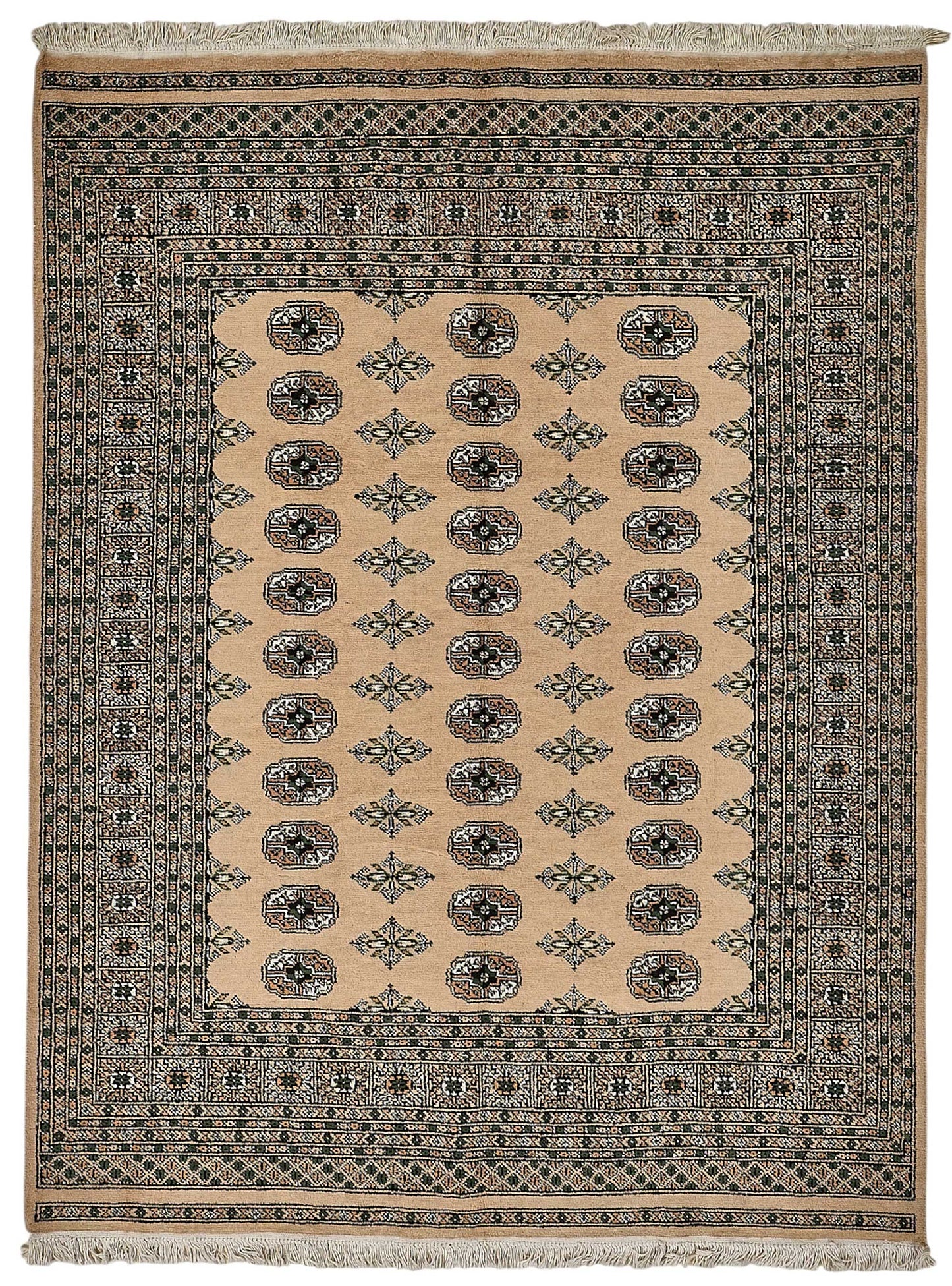 5x7 Beige Turkish Geometric Oushak Rug - 51555