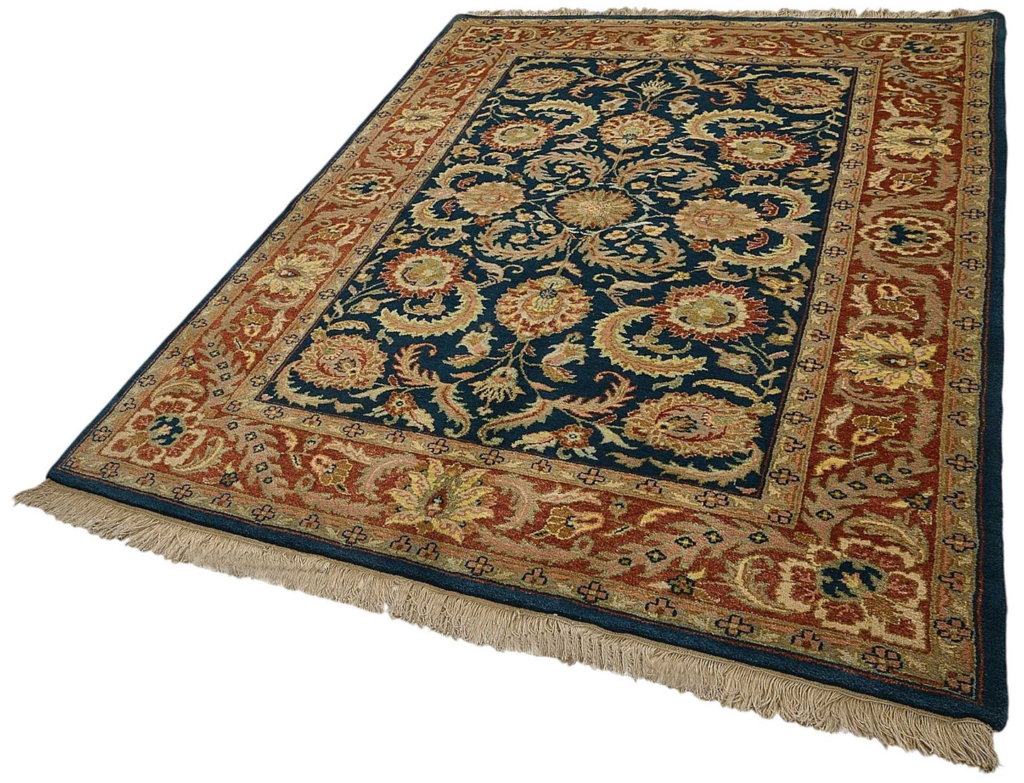 5x8 Blue Traditional Floral Oushak Rug - 51557