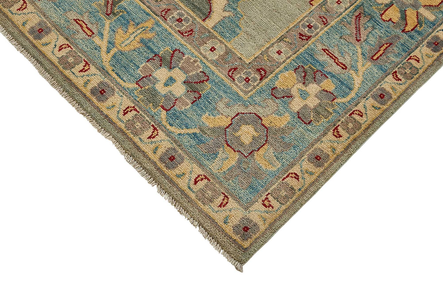 5x8 Blue Turkish Floral Oushak Rug - 51559