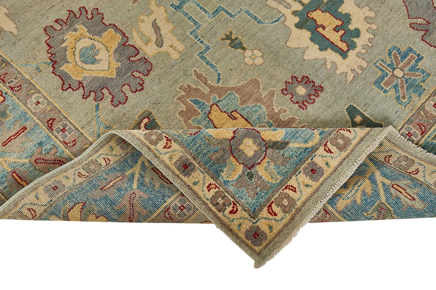 5x8 Blue Turkish Floral Oushak Rug - 51559