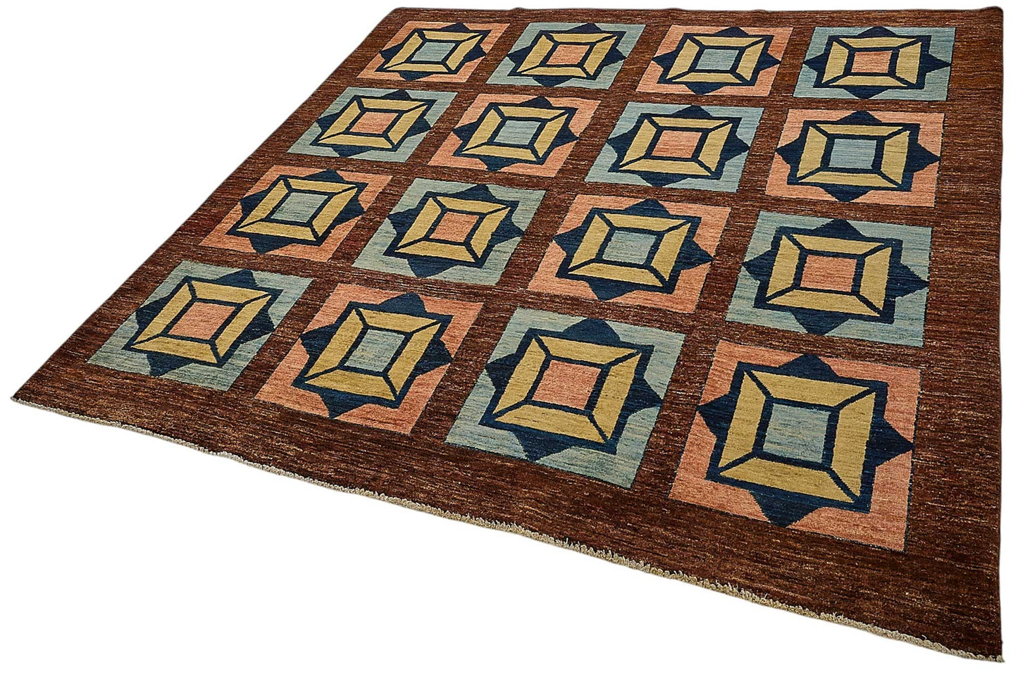 7x7 Brown Traditional Geometric Oushak Rug - 51562