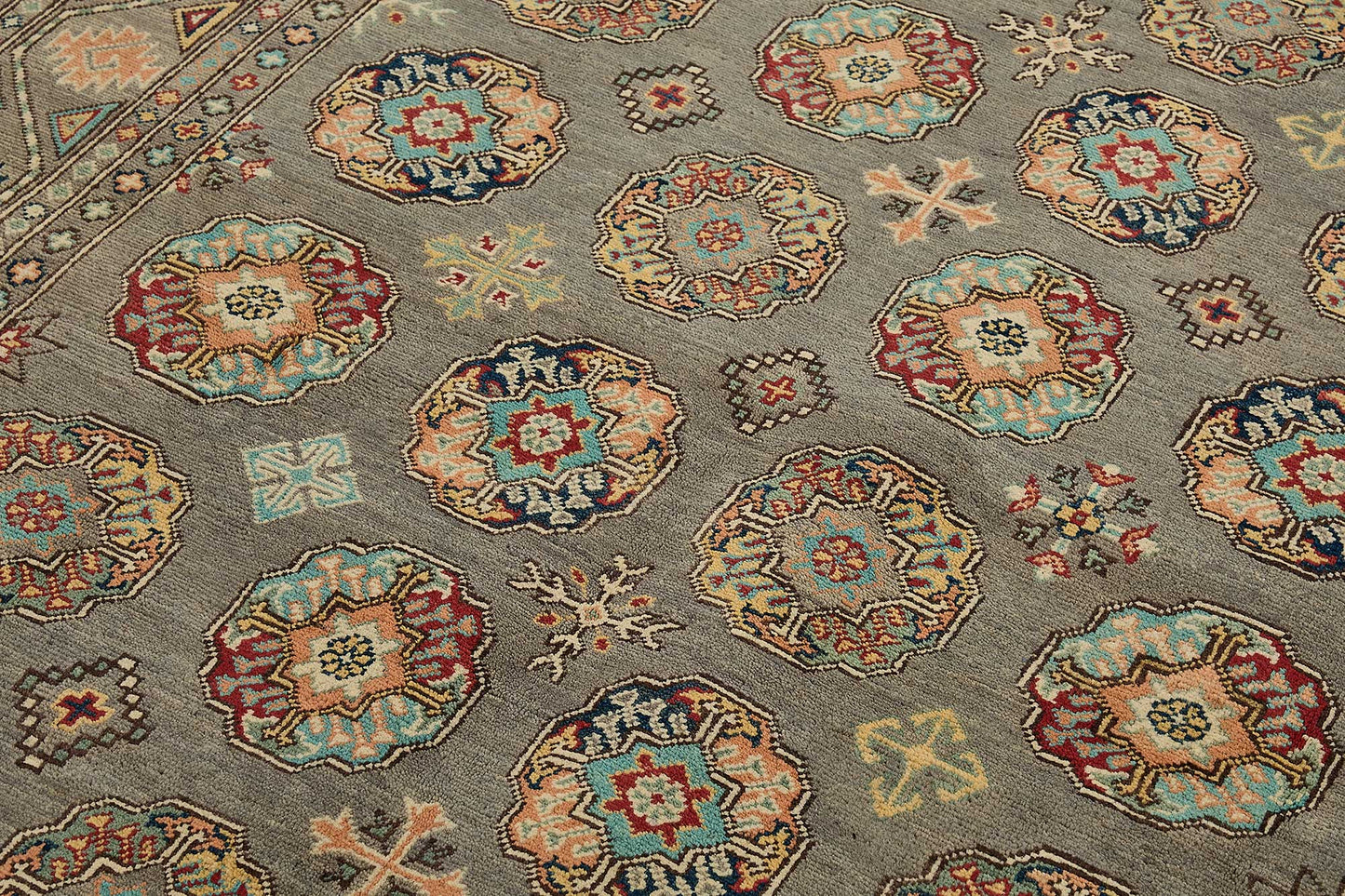 5x8 Grey Handmade Floral Oushak Rug - 51570