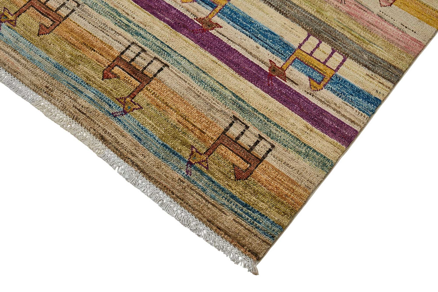 6x7 Beige Turkish Tribal Oushak Rug - 51571