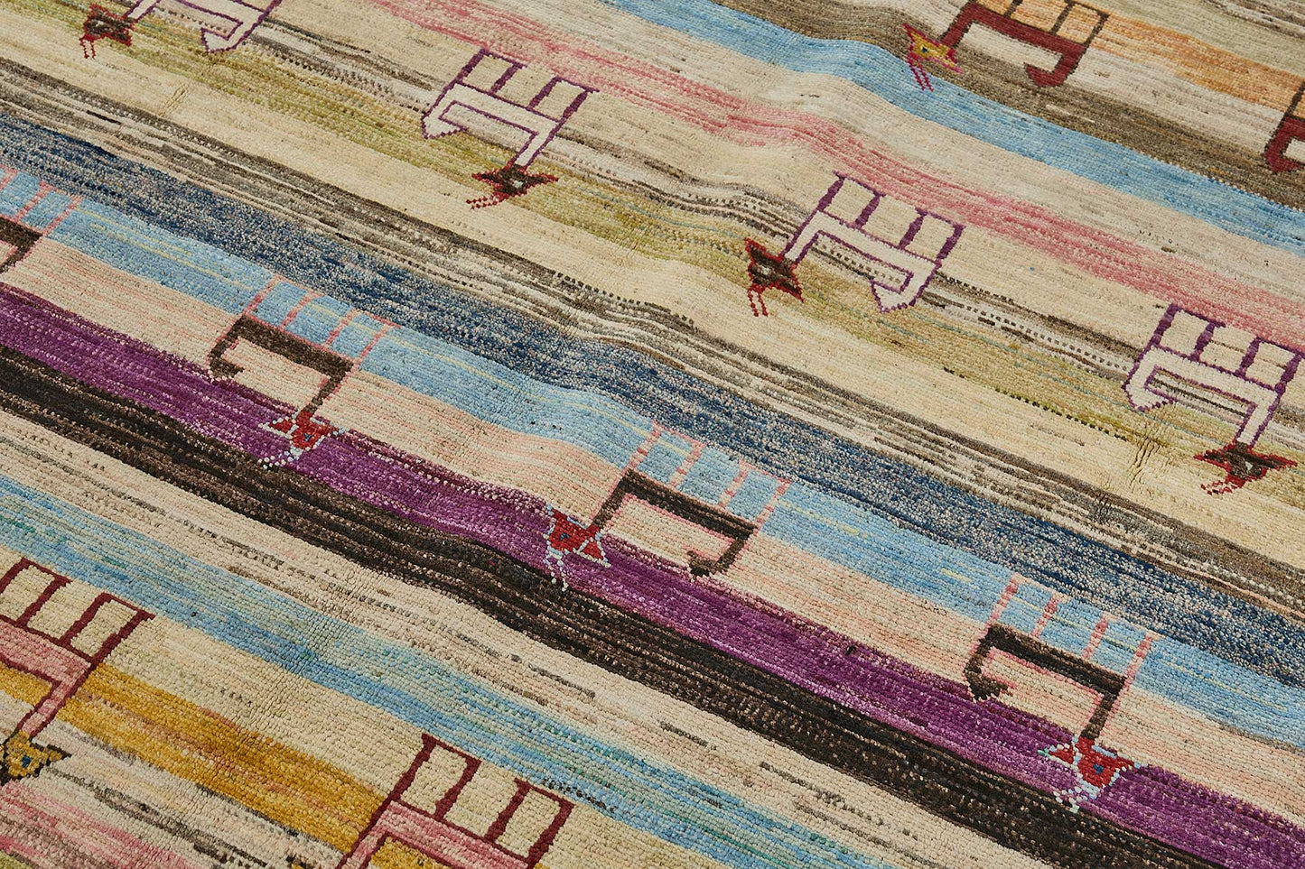 6x7 Beige Turkish Tribal Oushak Rug - 51571