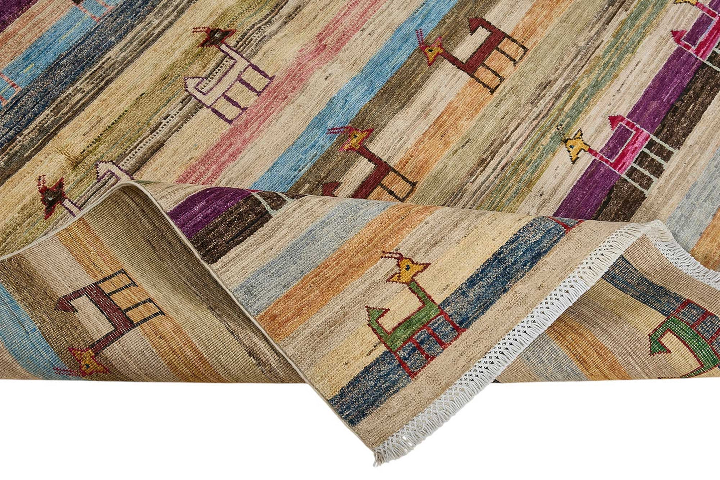 6x7 Beige Turkish Tribal Oushak Rug - 51571