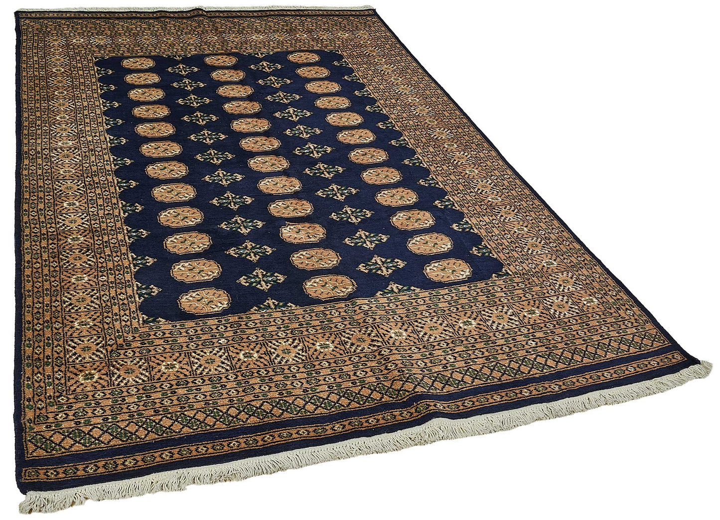 5x8 Blue Handmade Geometric Oushak Rug - 51573