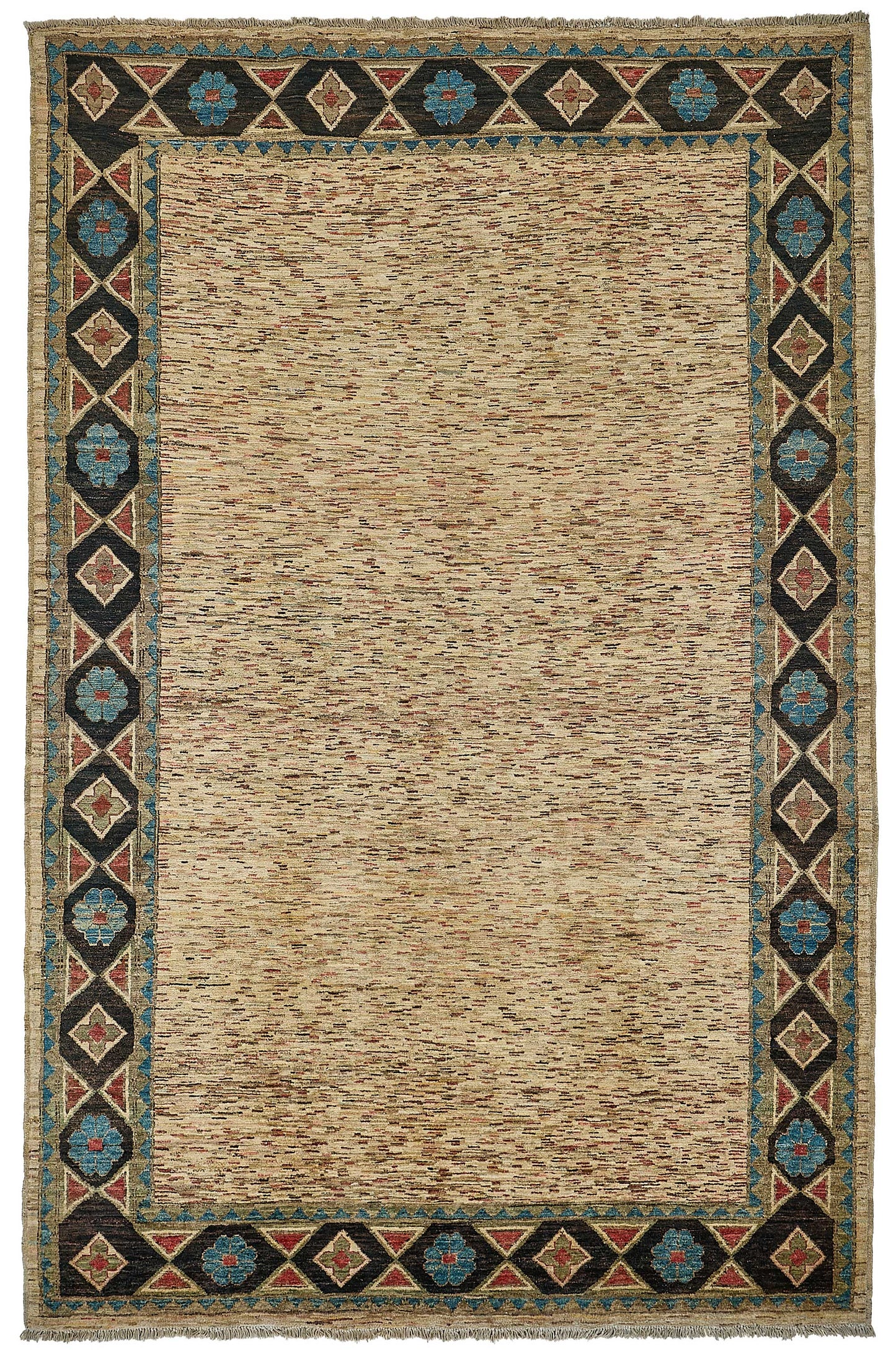 7x10 Beige Turkish Contemporary Oushak Rug - 51579
