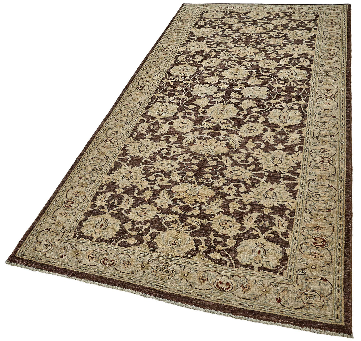 4x9 Beige Traditional Floral Oushak Rug - 51581