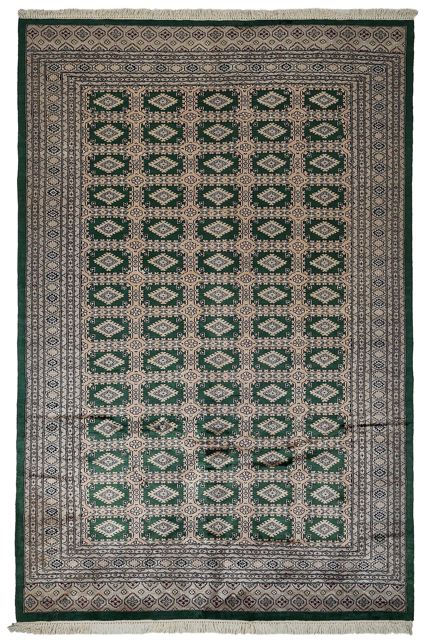 6x9 Green Turkish Geometric Oushak Rug - 51583