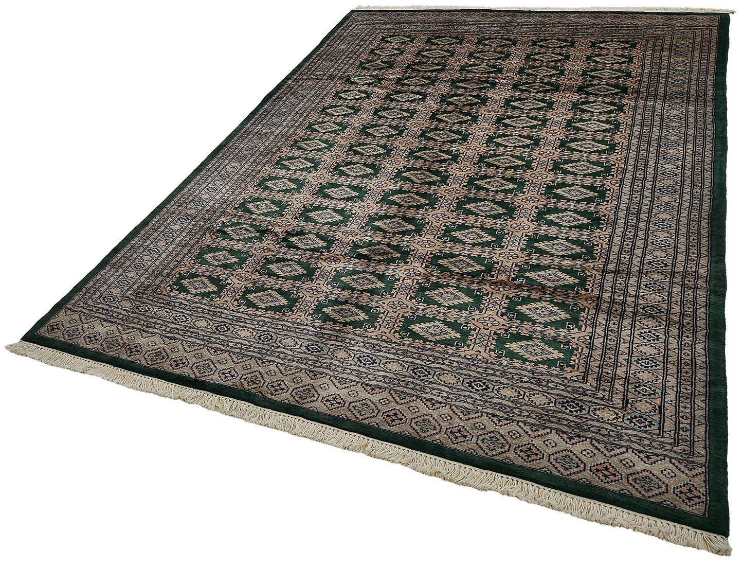 6x9 Green Turkish Geometric Oushak Rug - 51583