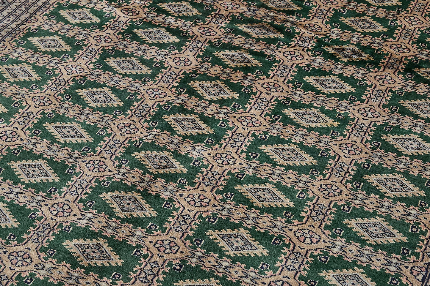 6x9 Green Turkish Geometric Oushak Rug - 51583