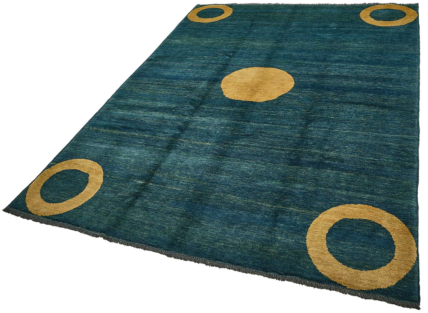 6x9 Blue Geometric Oushak Rug - 51584