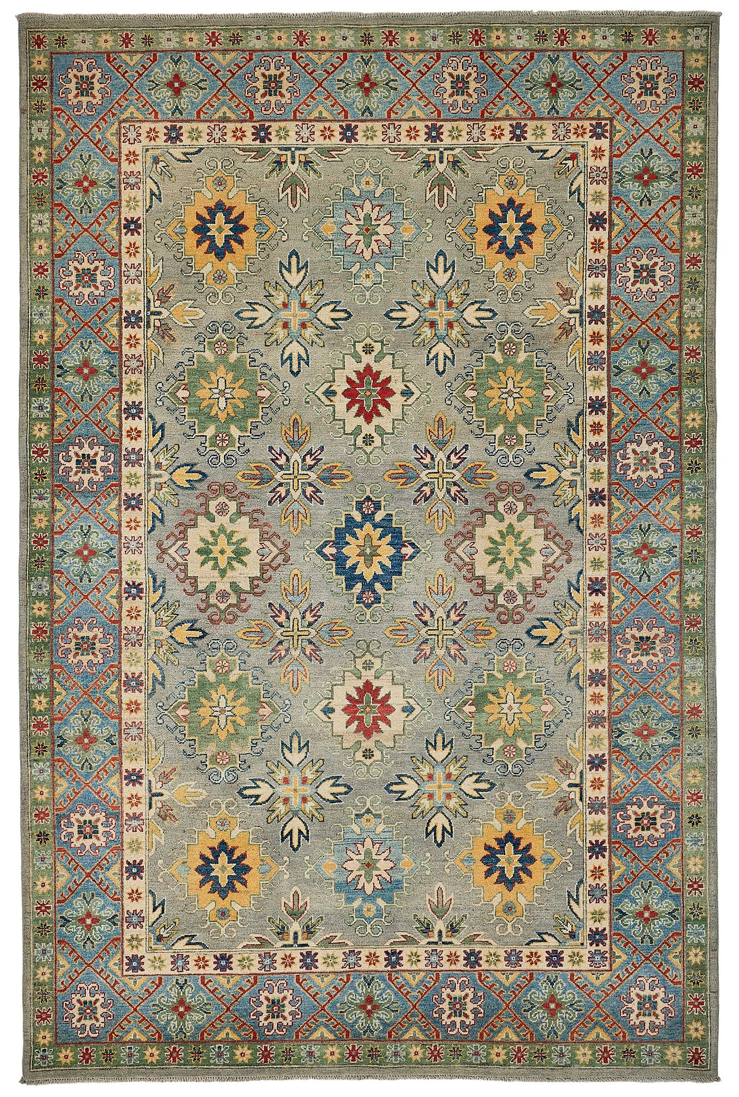 6x10 Blue Handmade Floral Oushak Rug - 51586