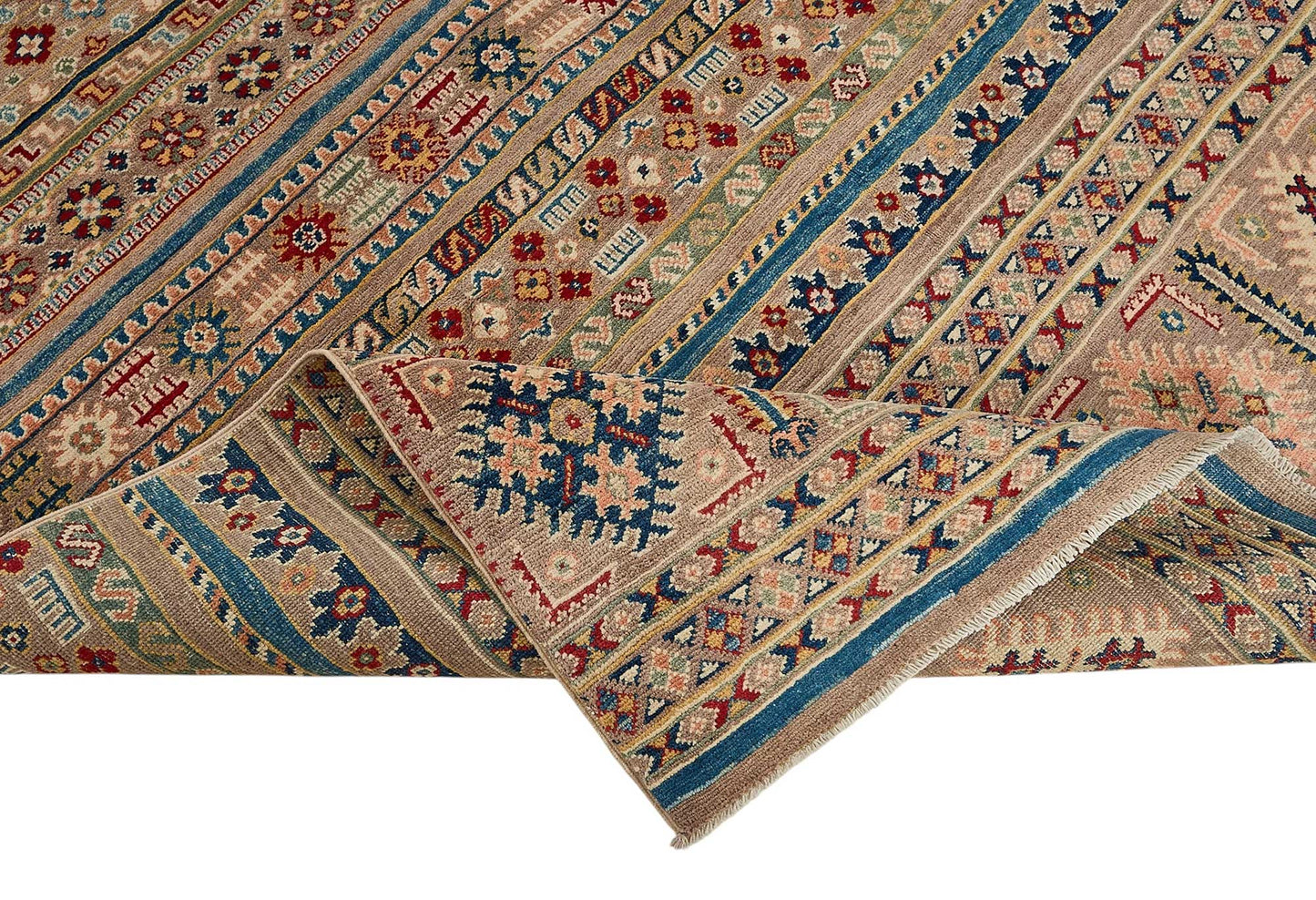 7x10 Beige Handmade Tribal Geometric Oushak Rug - 51589