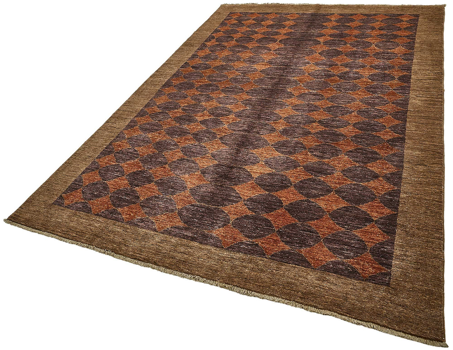 6x9 Brown Geometric Oushak Rug - 51592