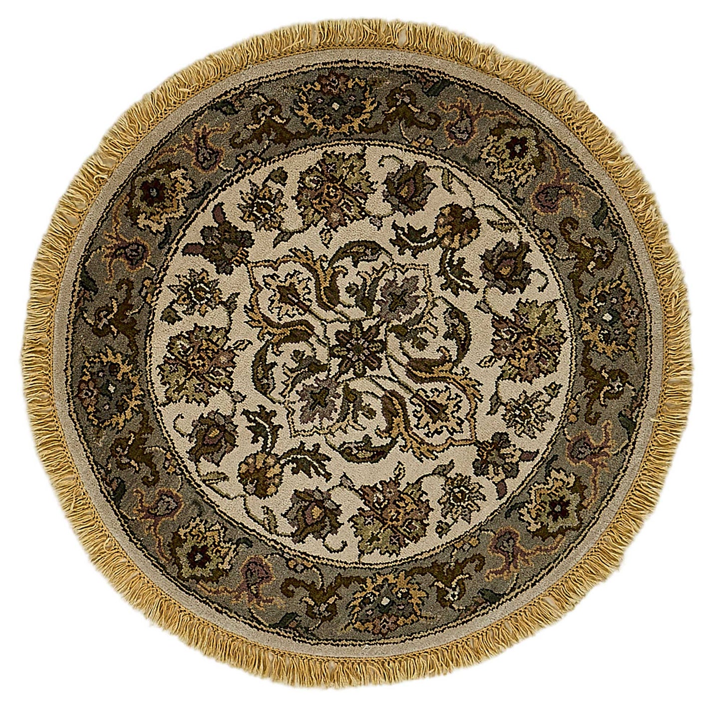 3x3 Beige Handmade Floral Oushak Rug - 51594