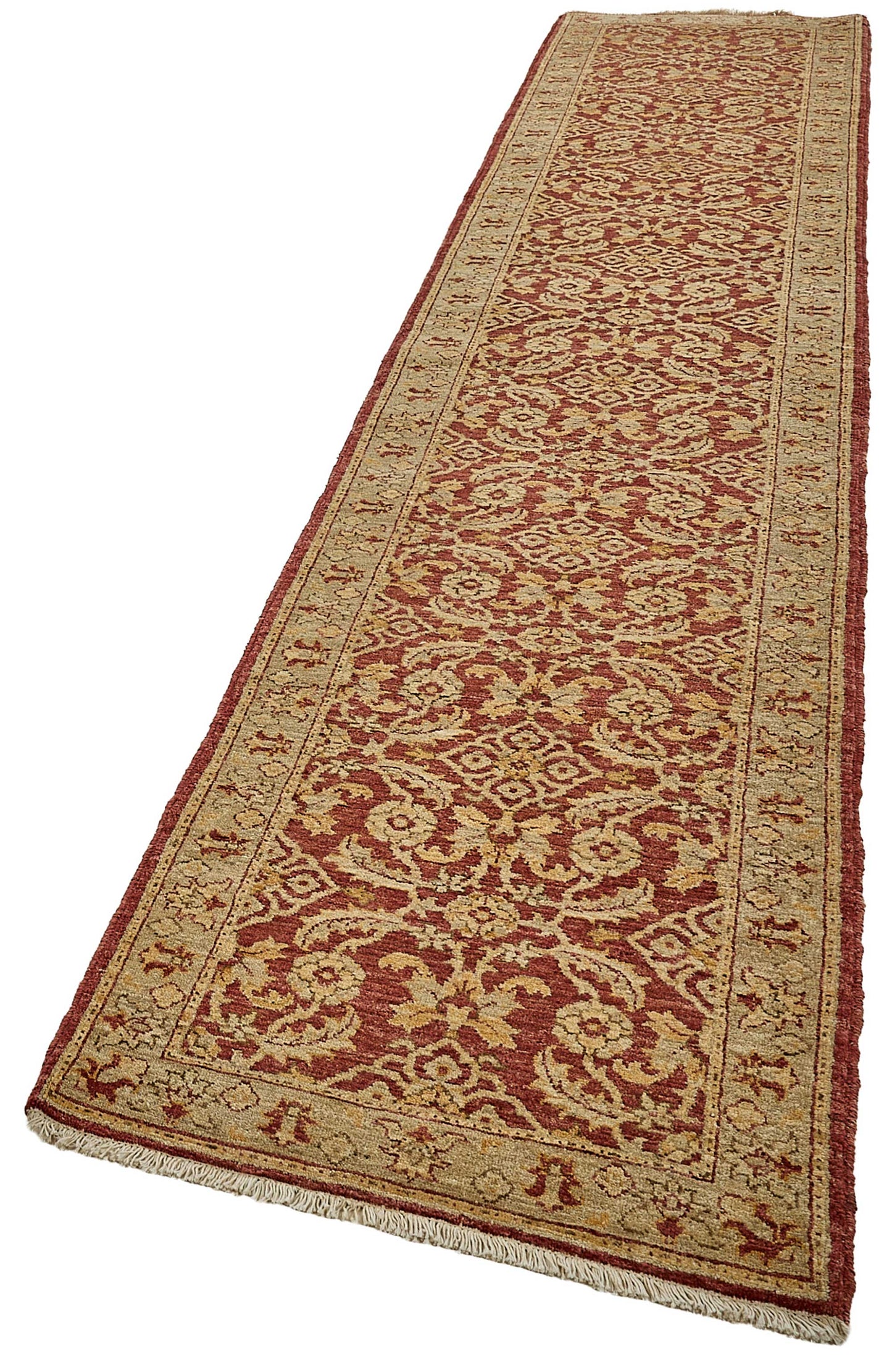 3x13 Red Turkish Floral Oushak Rug - 51595