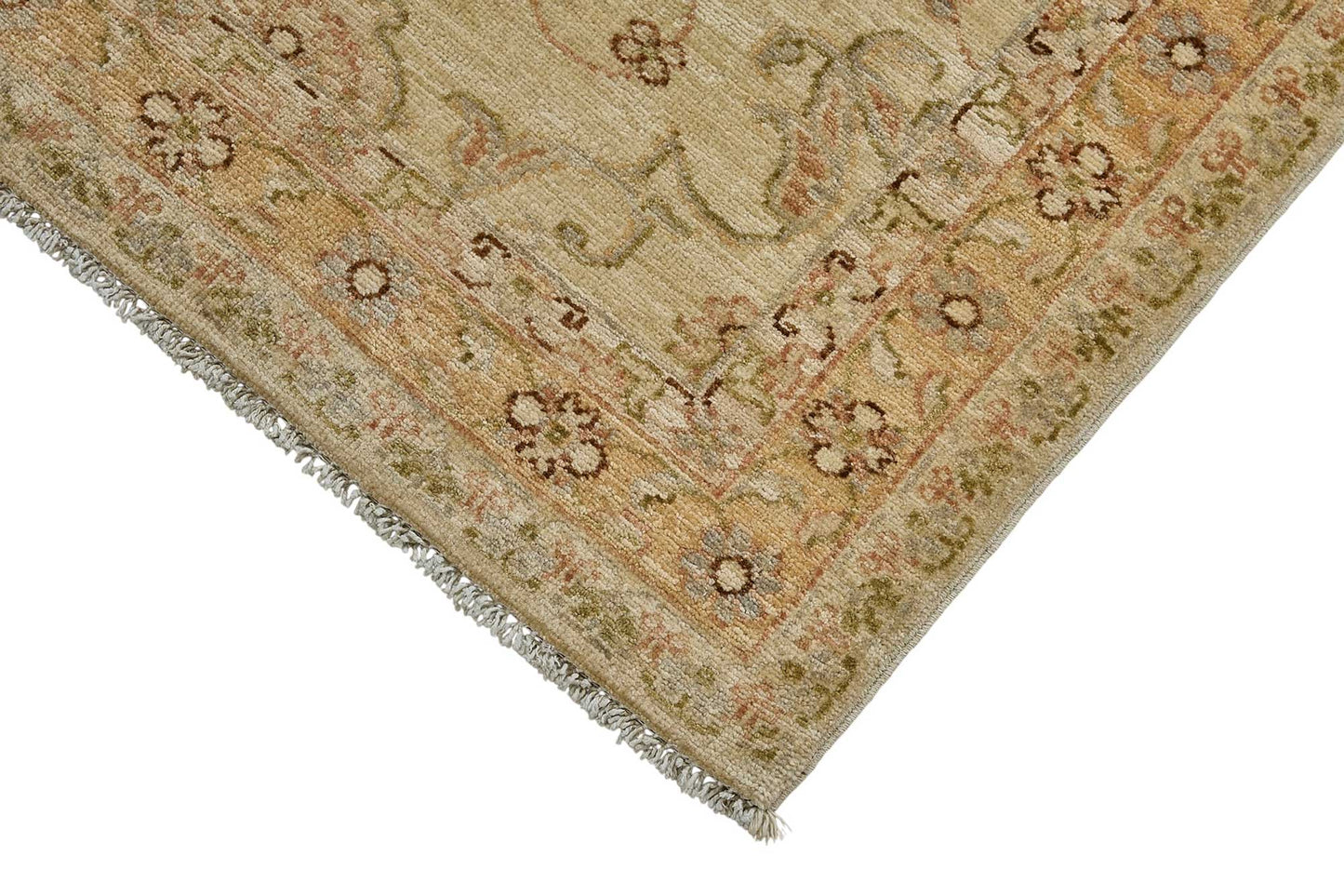3x8 Beige Handmade Floral Medallion Oushak Rug - 51597