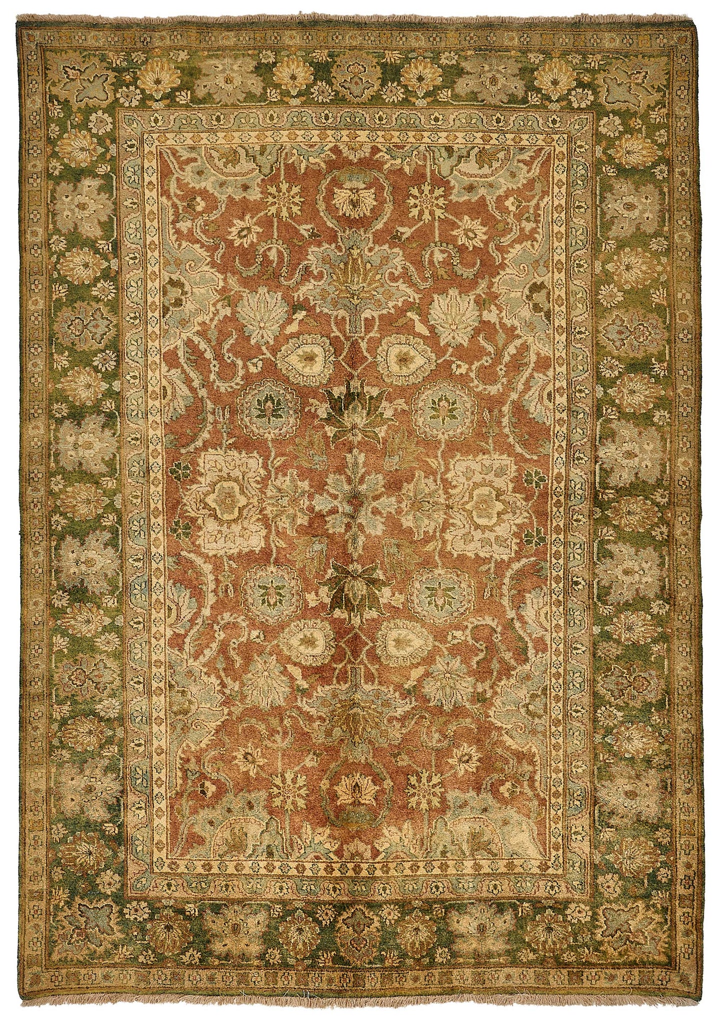 6x9 Beige Turkish Floral Oushak Rug - 51603