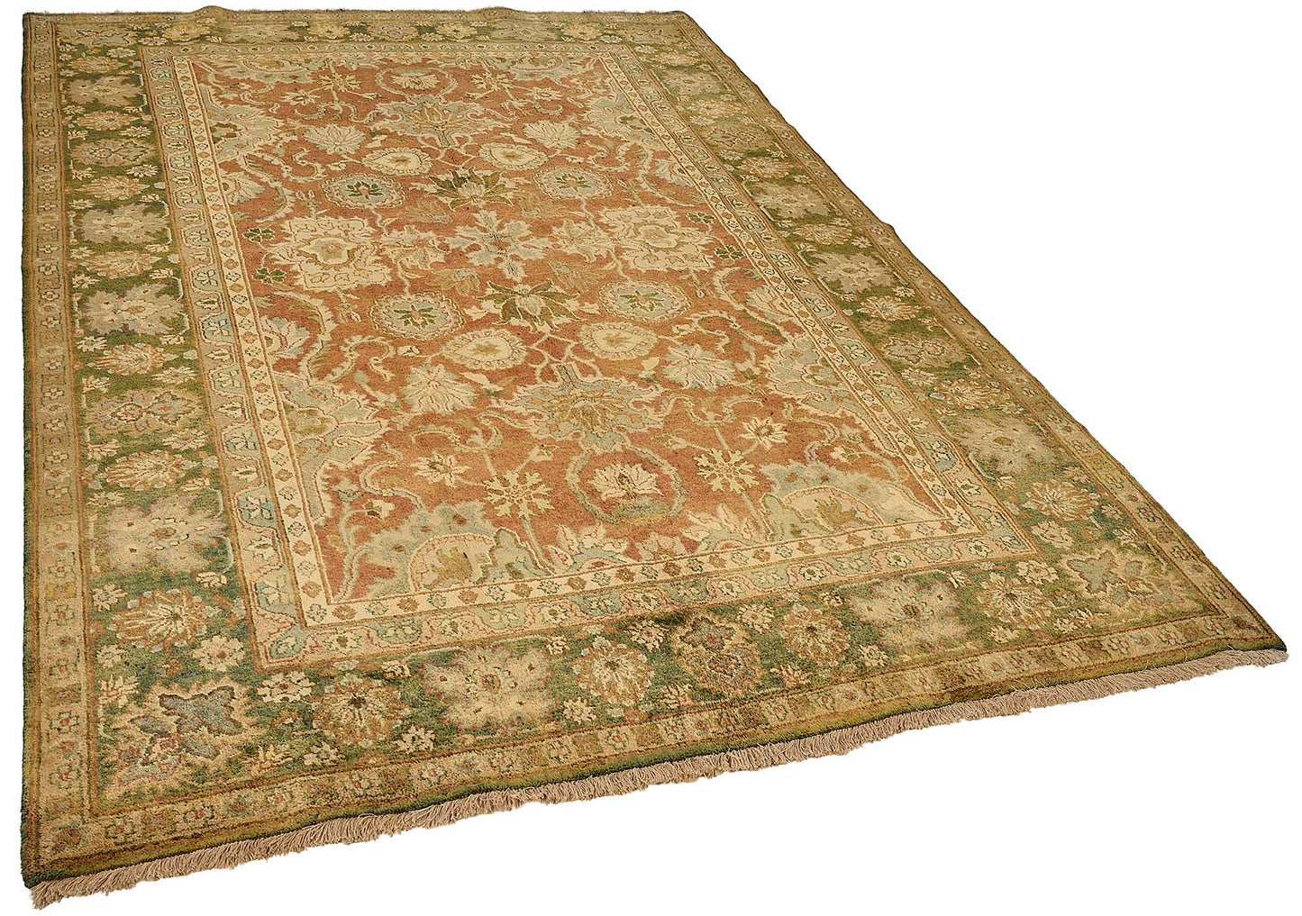 6x9 Beige Turkish Floral Oushak Rug - 51603