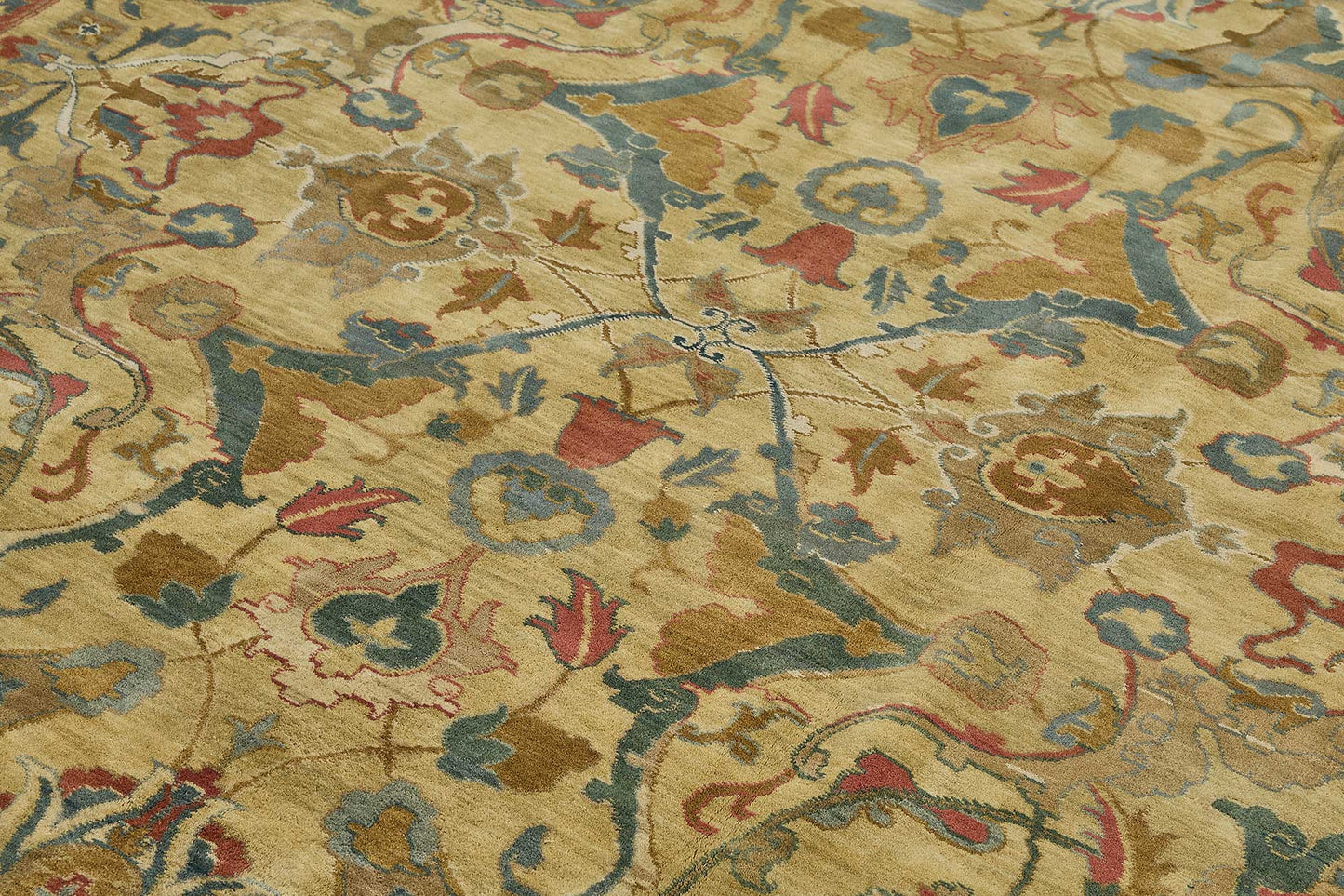 9x11 Beige Traditional Floral Medallion Oushak Rug - 51610