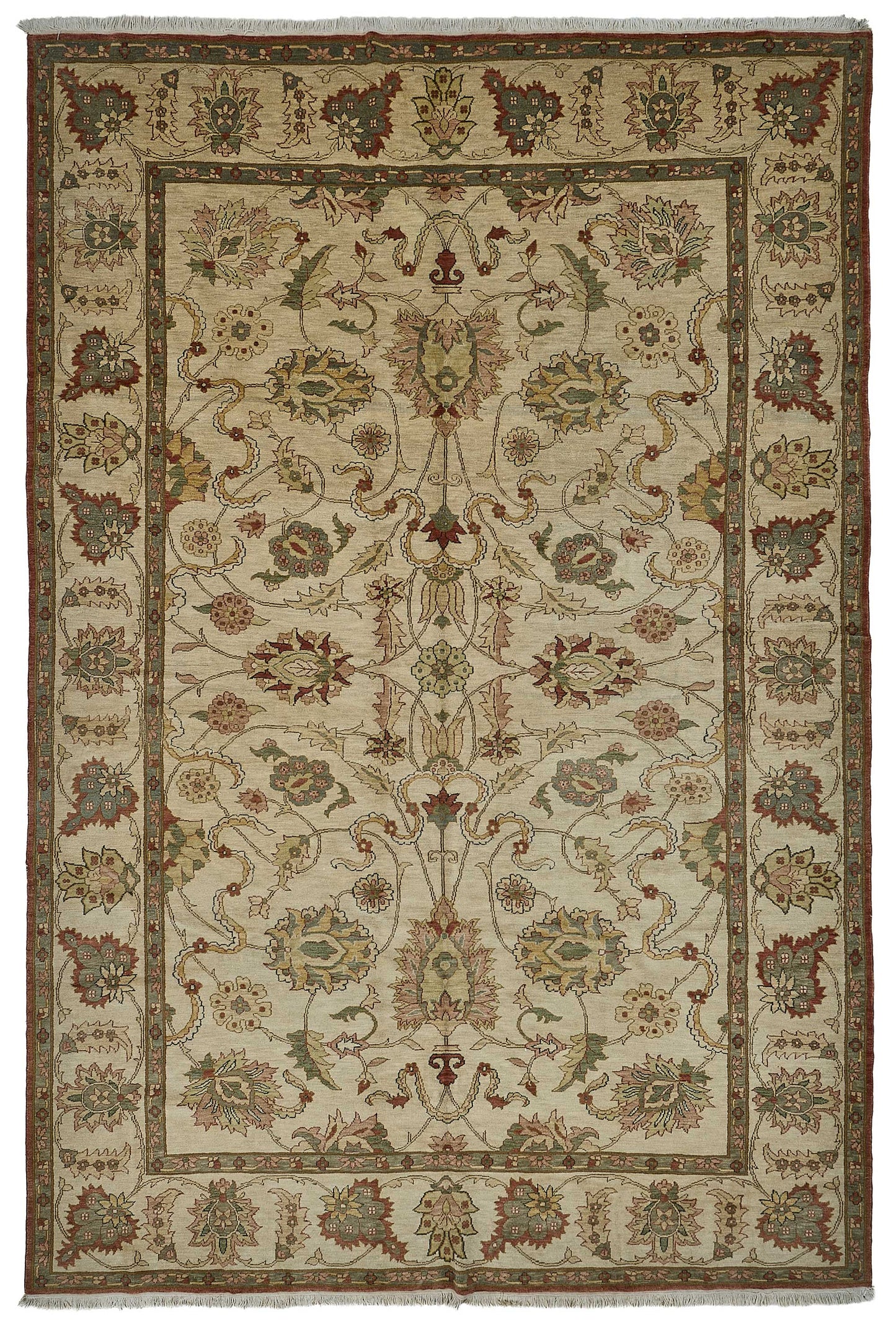 9x13 Beige Traditional Floral Medallion Oushak Rug - 51614