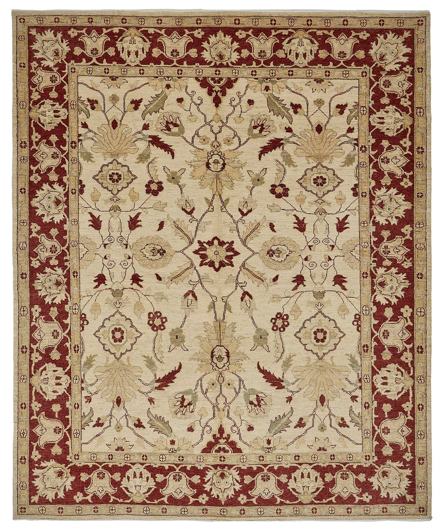 8x10 Beige Turkish Floral Oushak Rug - 51615