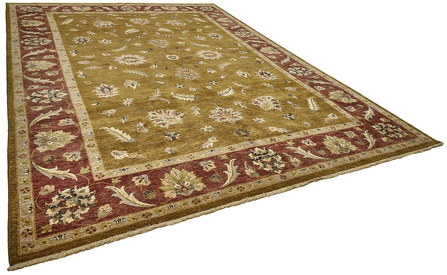 10x14 Yellow Traditional Floral Oushak Rug - 51625