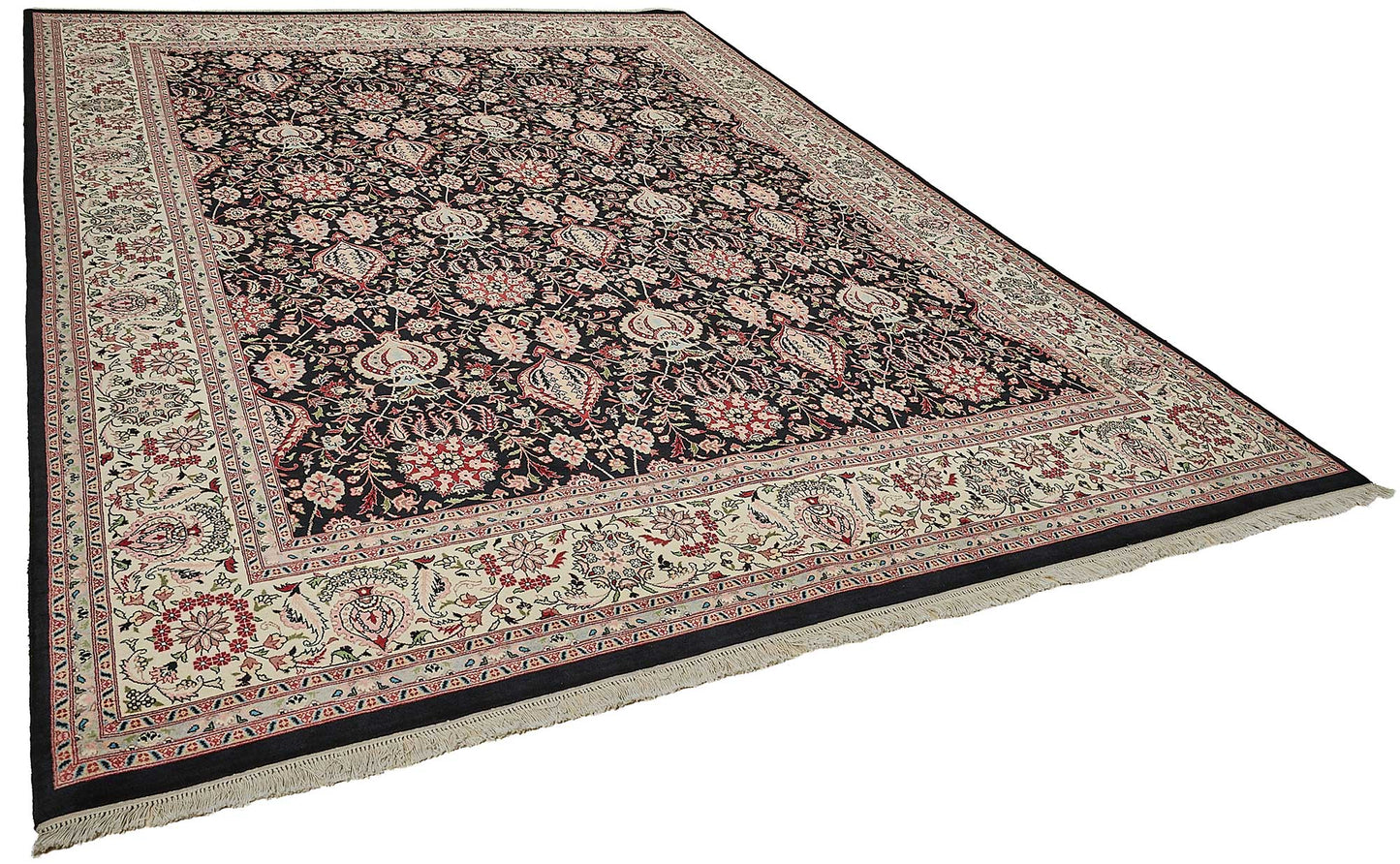 9x12 Black Floral Oushak Rug - 51628