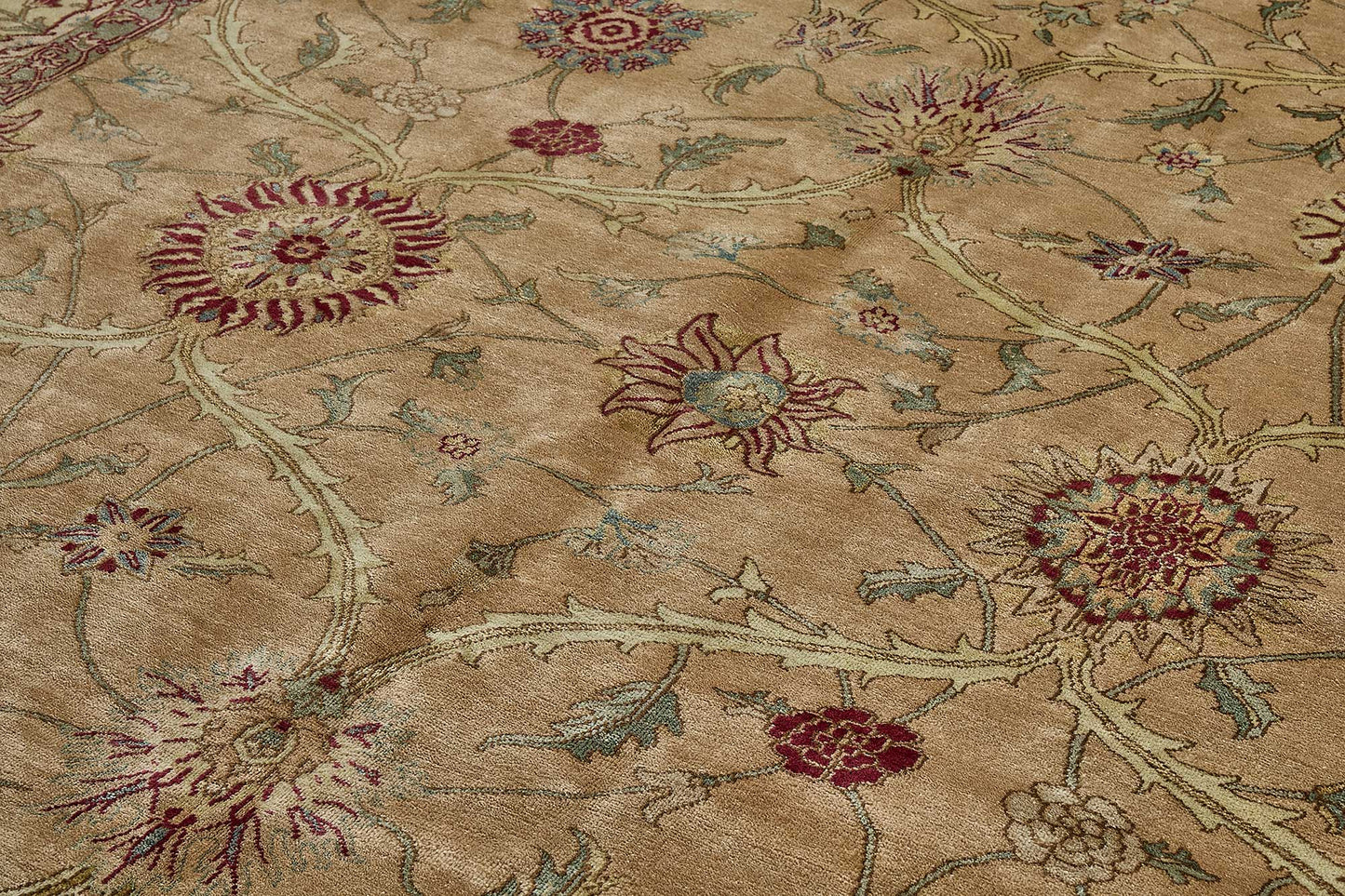10x13 Beige Traditional Floral Oushak Rug - 51629