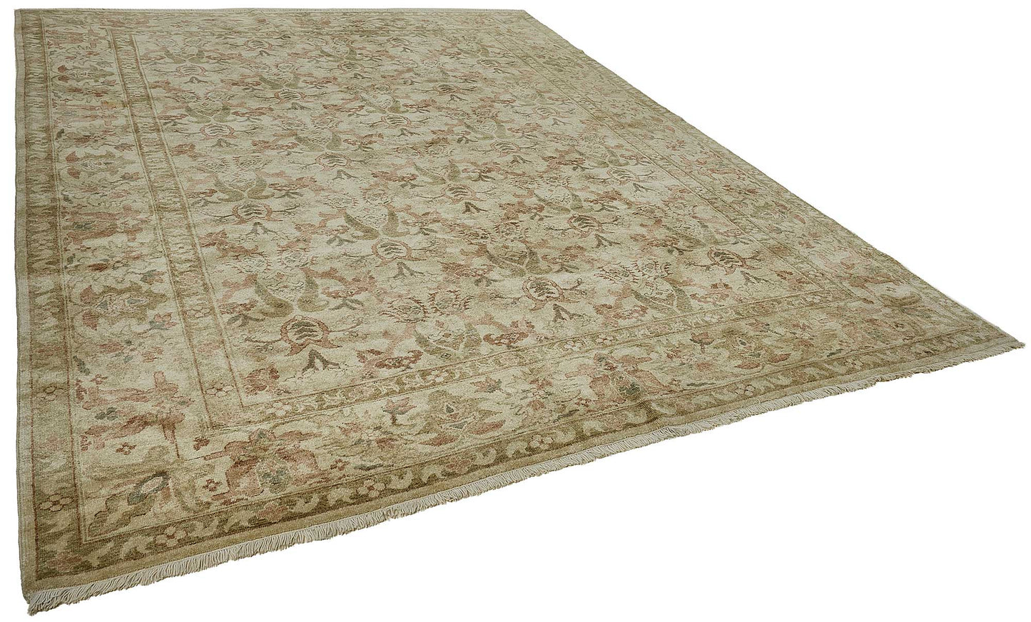 9x12 Beige Turkish Floral Oushak Rug - 51631