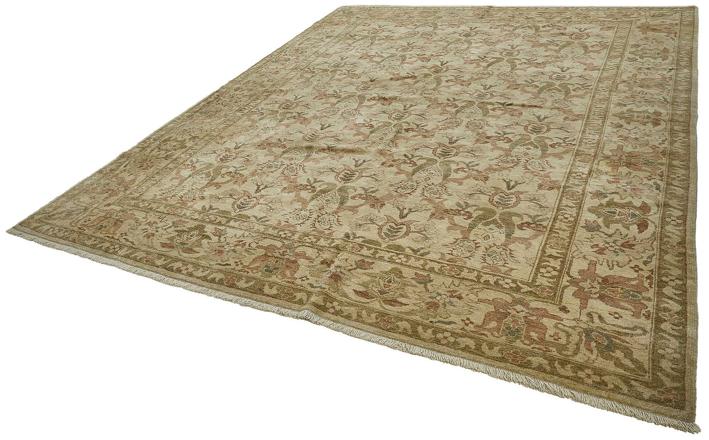 9x12 Beige Turkish Floral Oushak Rug - 51631