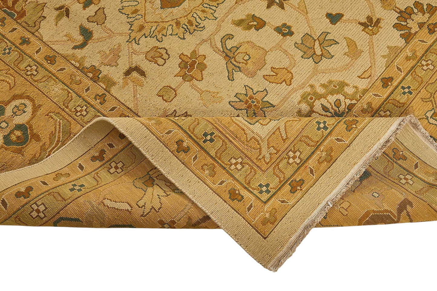 9x11 Beige Traditional Floral Oushak Rug - 51641