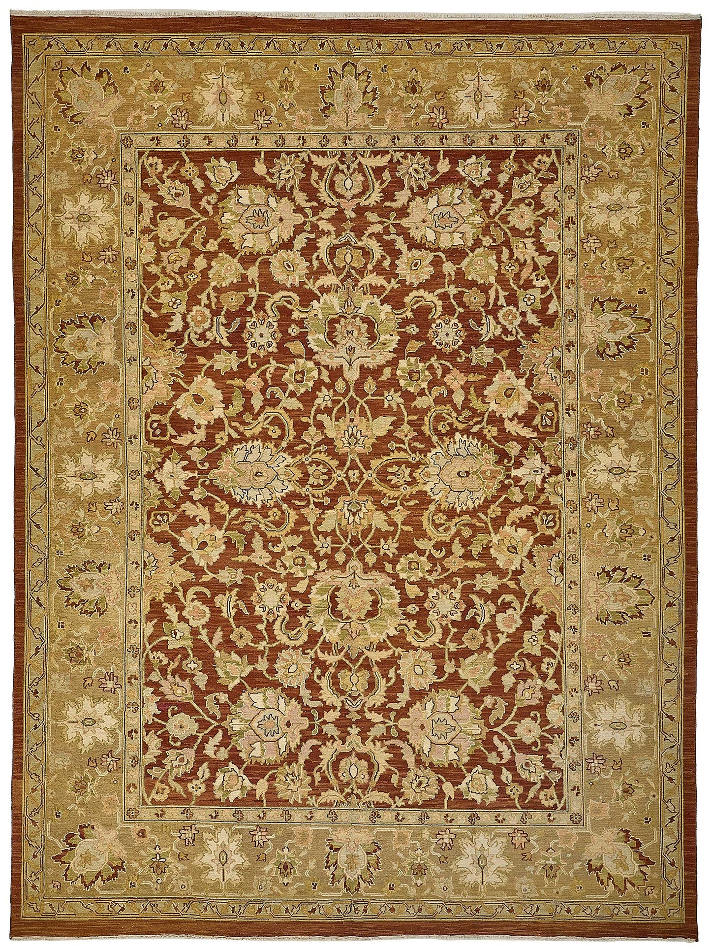 9x11 Red Handmade Floral Oushak Rug - 51642