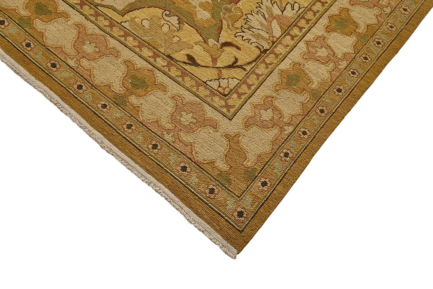 9x11 Yellow Turkish Floral Medallion Oushak Rug - 51643